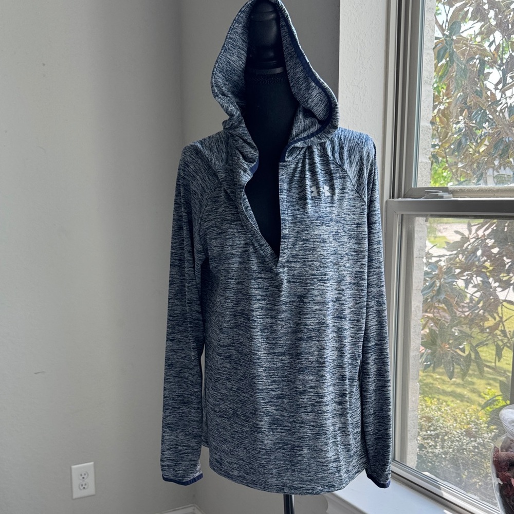 Under Armour Women's Heathered Navy Blue Hooded Pullover